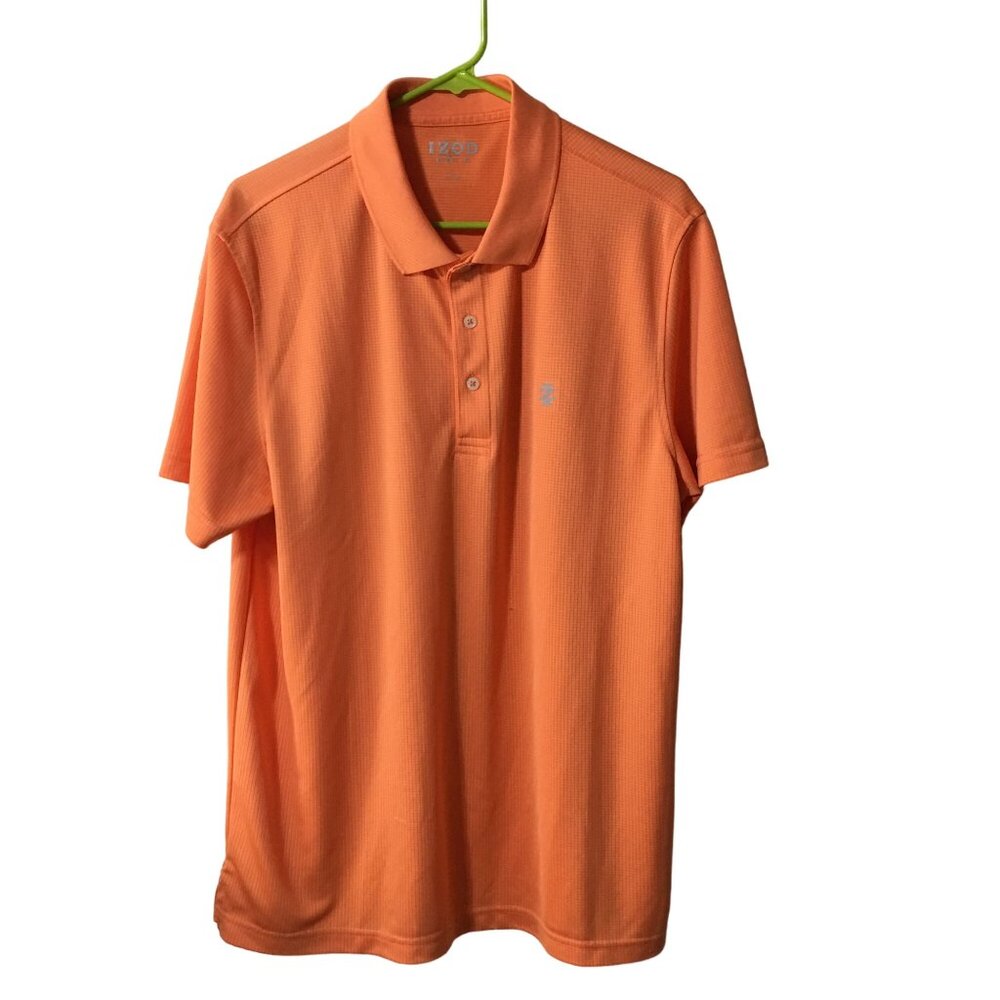 IZOD GOLF WITH STRETCH ORANGE SHORT SLEEVE POLO LIGHTWEIGHT SHIRT MENS LARGE